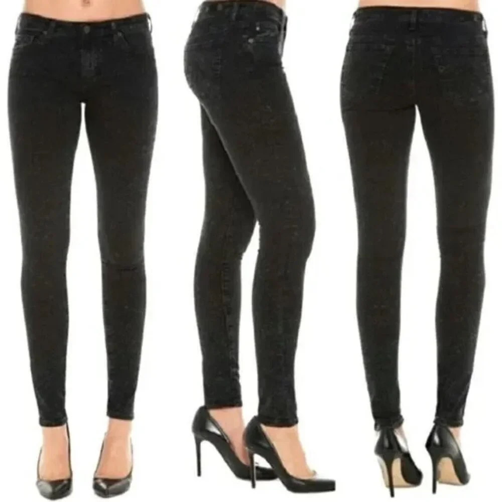 Ag Adriano Goldschmied The Legging Super Skinny Black Glitter Shimmer Size 26